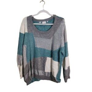 Junarose Mixed Media Unique Metalic Mesh Sweater Size XL
